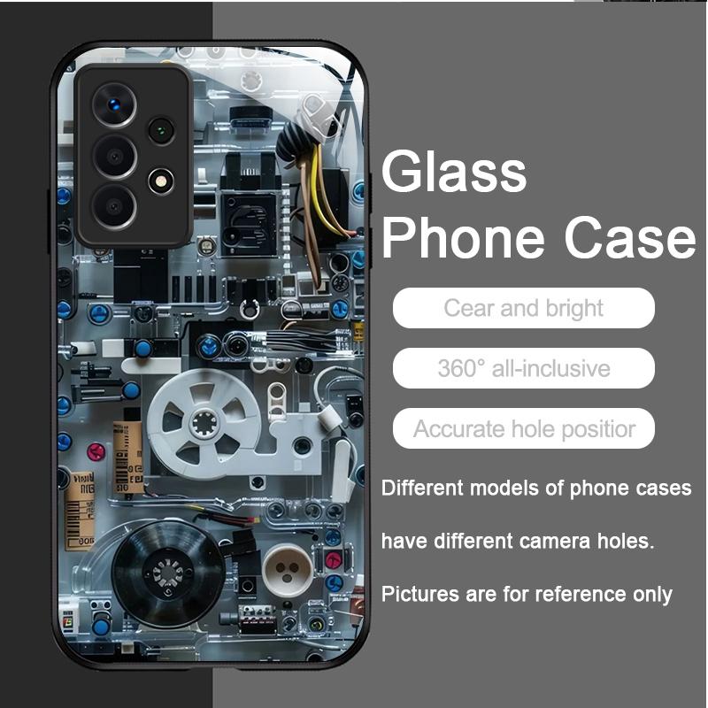 Creative Mechanical Circuit Board Pattern Glass Phone Case for Samsung Galaxy S25 Ultra S24 S23 Plus S22 S21 S20 FE A56 5G Cover
