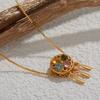S925 Sterling Silver Ancient Gold Craft Necklace Inlaid With Natural Tourmaline Dream Catcher Retro And Elegant Temperament Pendant