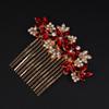 Women Bridal Wedding Silver Blue Rhinestones Flower Leaf Side Hair Comb Special Occasion Headpiece Hair Accessories for Women