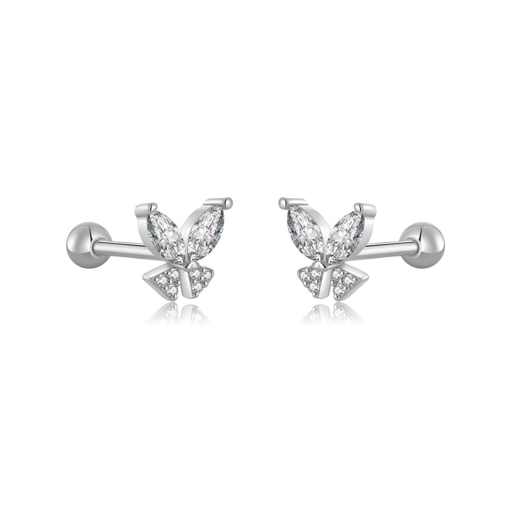 ANDYWEN 925 Sterling Silber 2023 Gold Klar Schmetterling Piercing Stud Ohrring Frauen Rock Punk Clips Hochzeit Party Zubehör