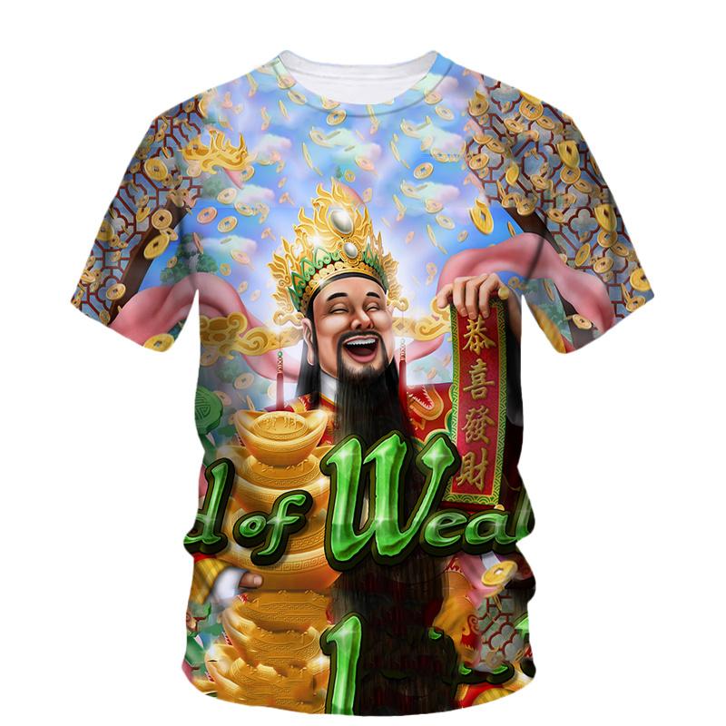 3D God Of Wealth Printing Men T-shirt Chinese New Year Graphic T-shirts For Men Fashion Cool Streetwear Short Sleeve Women Clothes