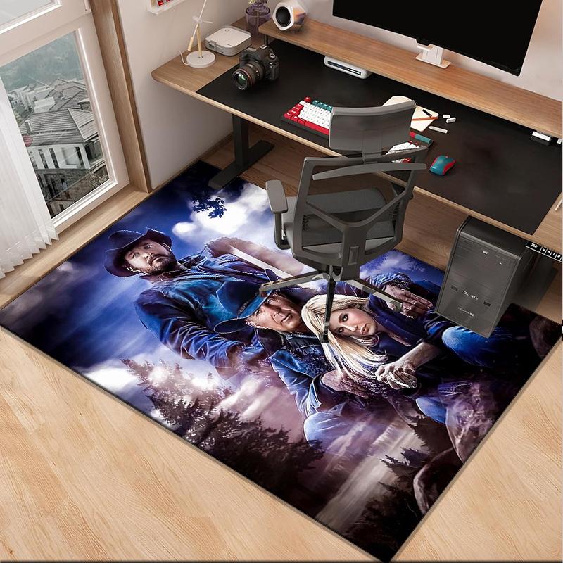 Western Adventure Romance Office Rug Chair Mat, Game Carpet, Suitable for Front Door, Bedroom, Living Room, Desk, Holiday Gift