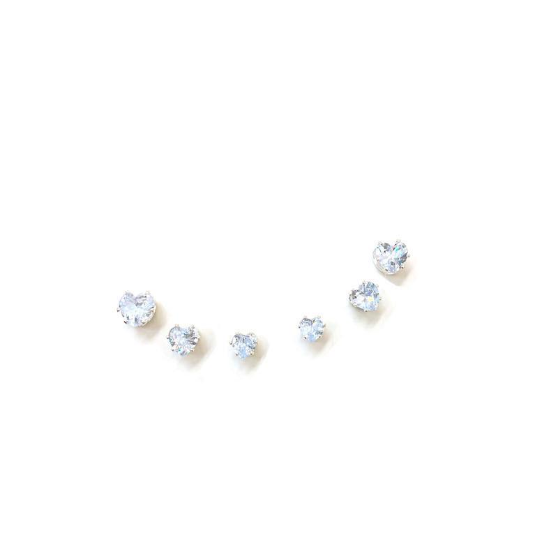 Super Sparkly Zircon Heart 925 Silver Needle Stud Earrings - Elegant Cartilage Piercing Jewelry