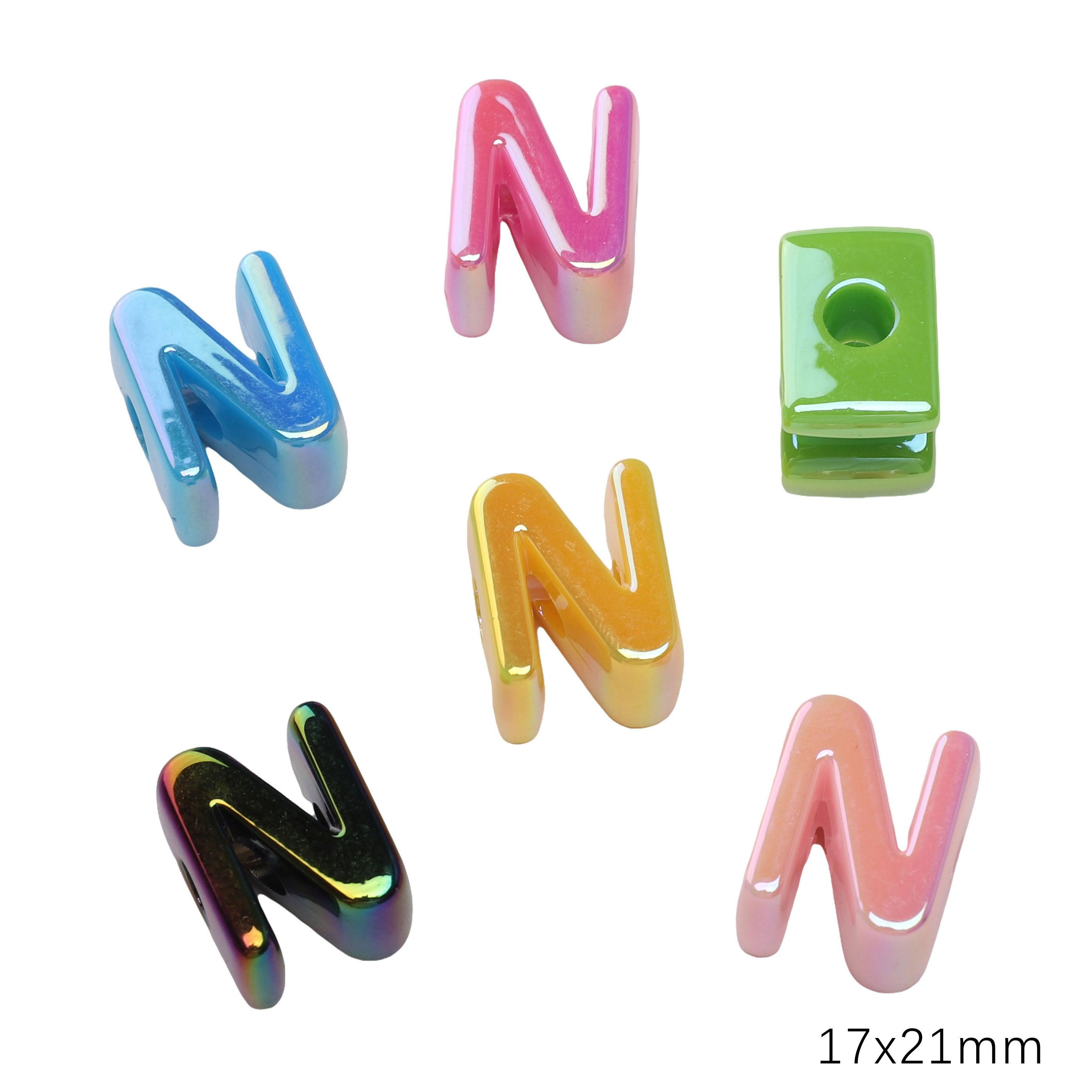 

5 шт. Акриловые радужные ракушки Бусины с большими отверстиями и буквами Аксессуары для изготовления ювелирных изделий N 17×21mm