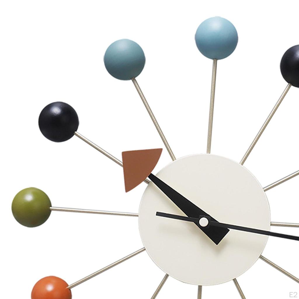 Creative Ball Clock, Wood Non Ticking Decorative Modern Clock for Home, Kitchen,Living Room,Office