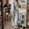 Summer Retro American Relaxed Fit Drawstring Low-Rise Wide-Leg Plaid Casual Pants - Textured Grid Trendy Trousers