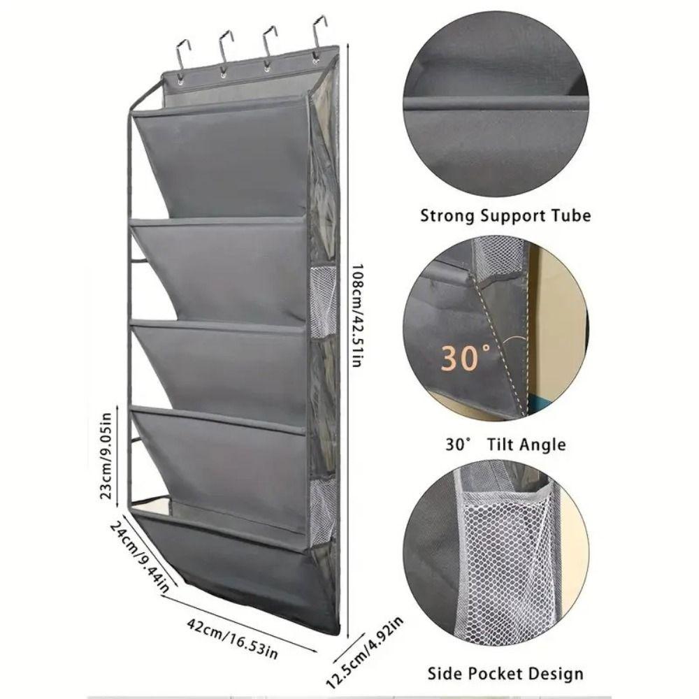 5 Tier Over Door Shoe Organizer Large Capacity Deep Pockets Hanging Shoe Rack Fit 10 Pairs Shoe Sideband Pocket Door Shoe Holder
