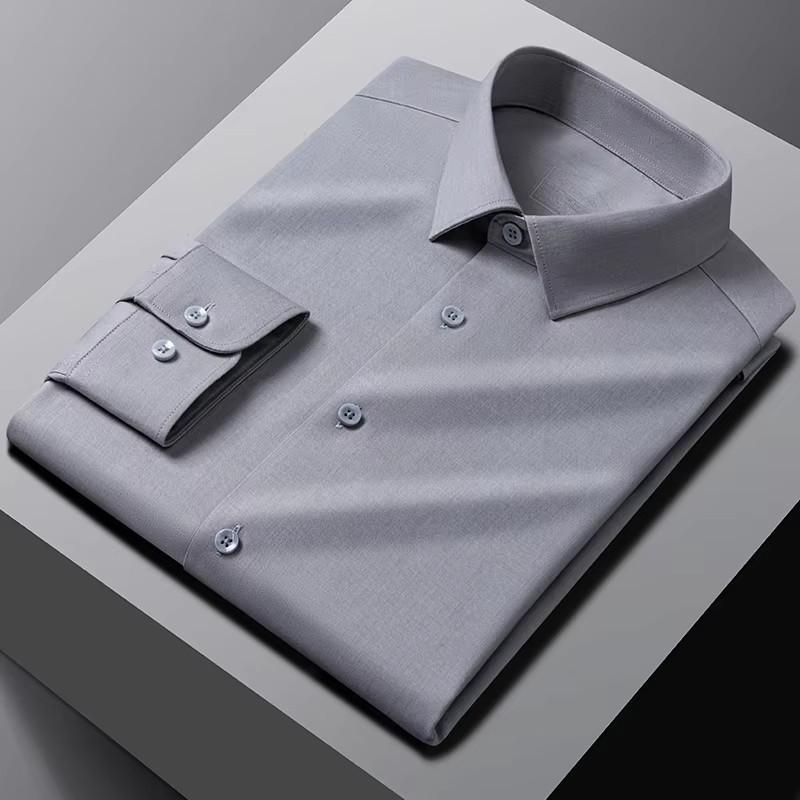 New Modal Anti-wrinkle 8XL Shirts Men Long Sleeve Slim Fit Business Work White Shirt Soft Cozy Striped Men Shirt Long Sleeve