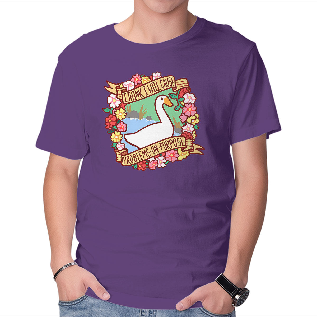 Unisex Crew Neck T-Shirt Problematic Goose Graphic Short Sleeve Casual Tee XXL