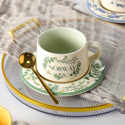 Retro Special Französische Kaffeetasse Untertasse Set Kommerzielle Latte Tasse Keramik Britische Nachmittagstee Tasse mit Löffel Souvenir