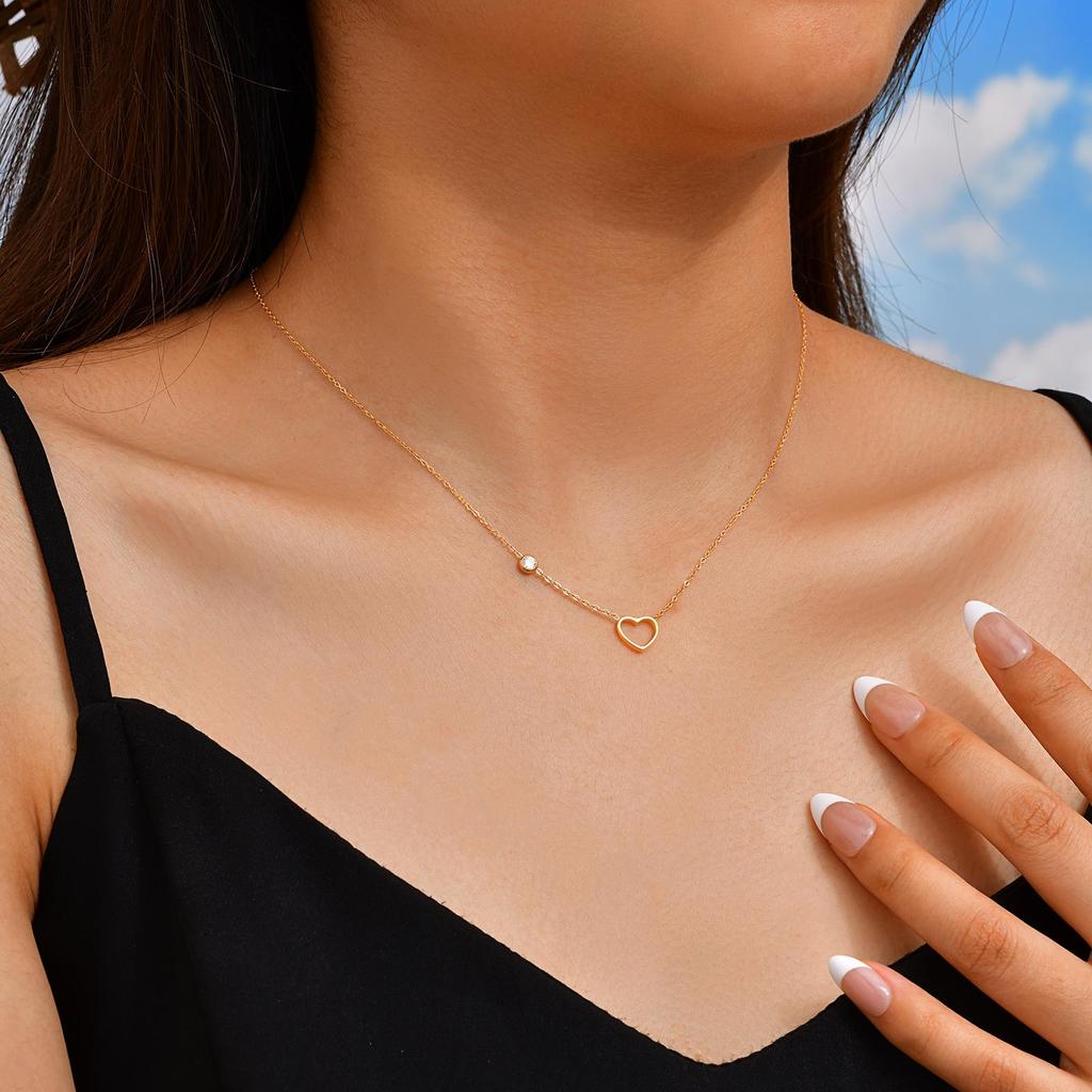 Fashion Love Heart Pendant Necklace for Women, Layering Necklaces Stainless Steel Minimalist Jewelry Free Nickel