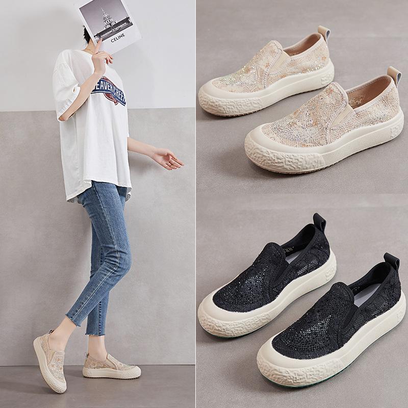Thick-soled Fisherman Shoes Women's 2025 Summer New Casual Mesh Single Shoes Women's Shallow Flat Shoes Women's One-pedal Women's Shoes Tide