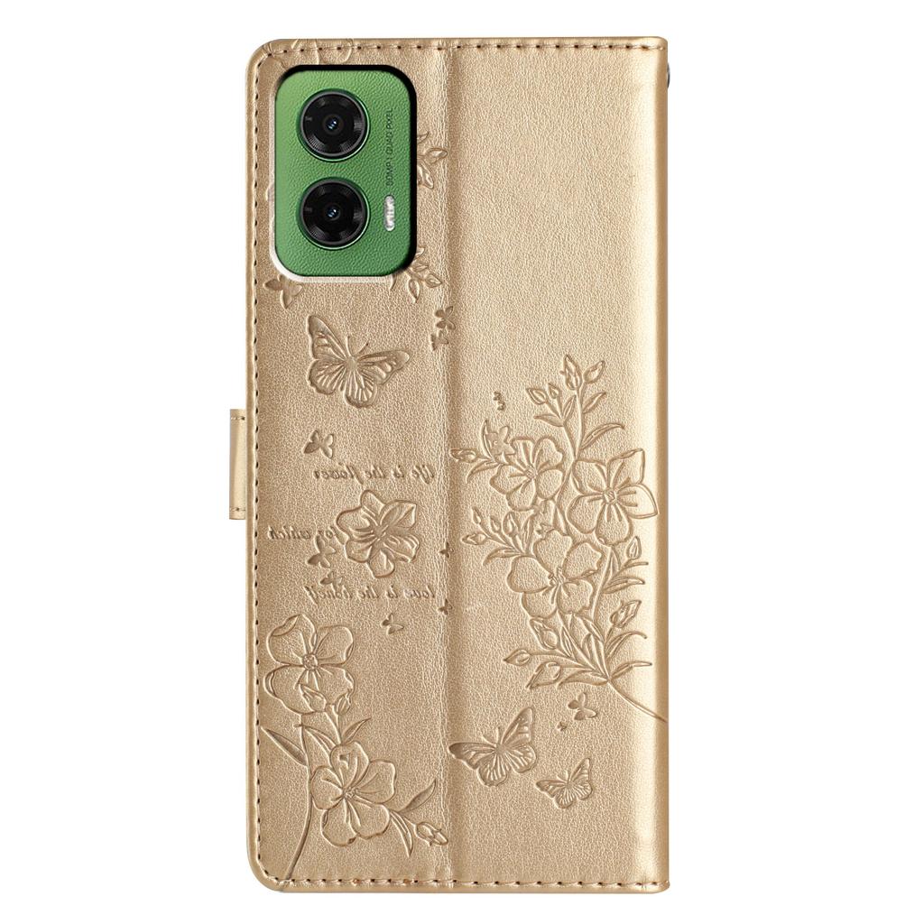 For Motorola Moto G35 5G Wallet Phone Case Butterfly Floral Imprint Leather Flip Cover