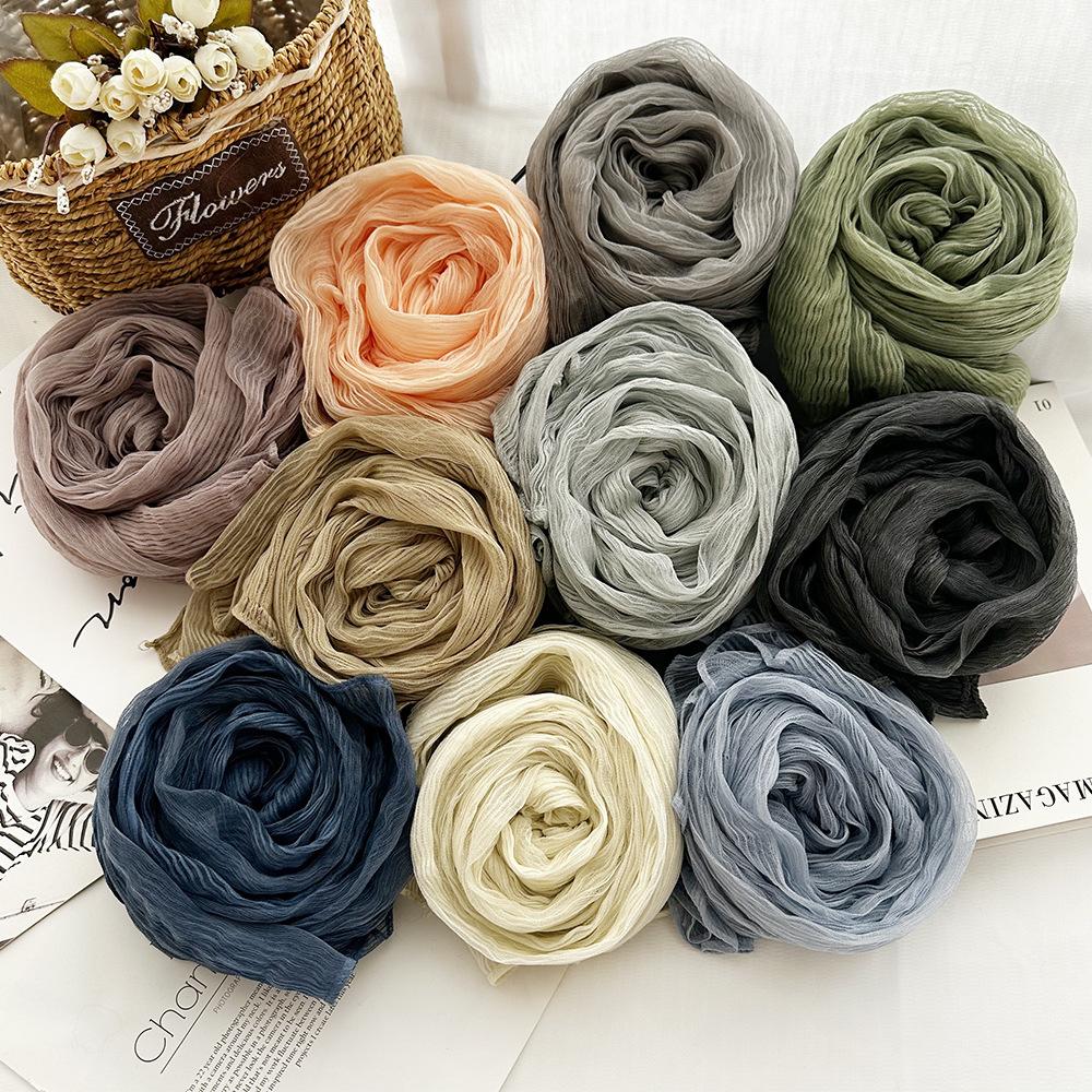 Herren Baumwolle Einfarbig Frühling und Sommer Schal Damen Stola Sonnenschutz Schal Kunst Retro Langer Schal