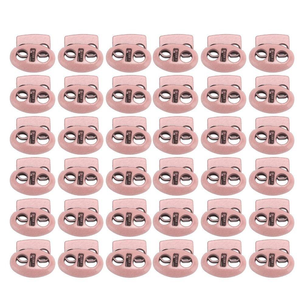 30pcs Metal Alloy Spring Cord Locks Double Hole Drawstring Stoppers End Toggles  For Drawstrings
