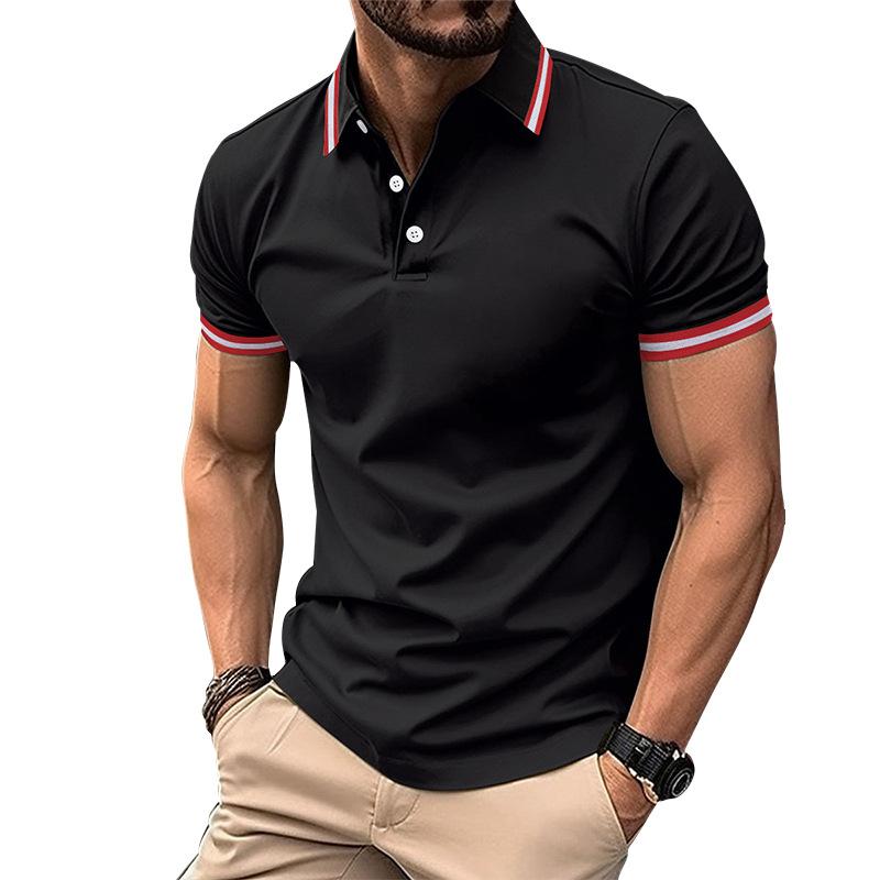 New Men's Casual POLO Shirt Buttons Ribbed Lapel Design Versatile T-shirt Tops Fashion Sweatshirt