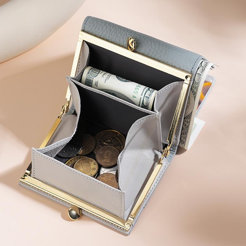 Premium Women's RFID Blocking Genuine Leather Wallet with Alloy Trim, Compact Coin Pocket & Anti-Theft Design