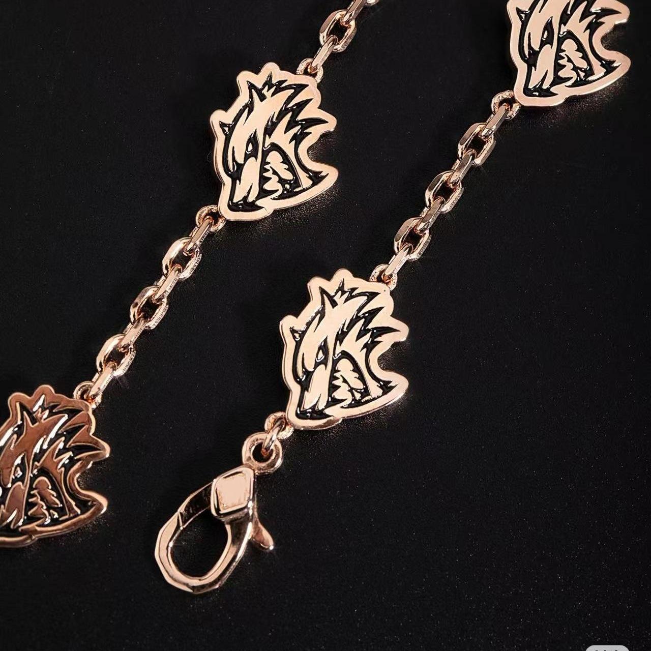 

Hip Hop Chinese New Rap With The Same Bracelet Personality Trendy Man Nachwov Wolf Head Bracelet Dripping Oil Jewelry Women