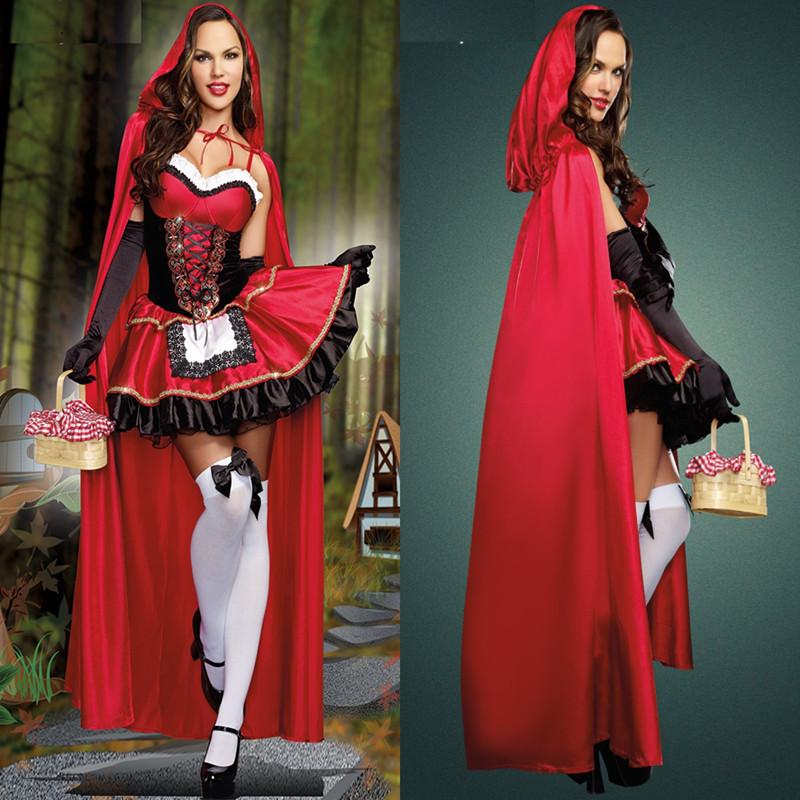 

Halloween costume, long Little Red Riding Hood, nightclub queen costume, cosplay costume, stage dress M красный