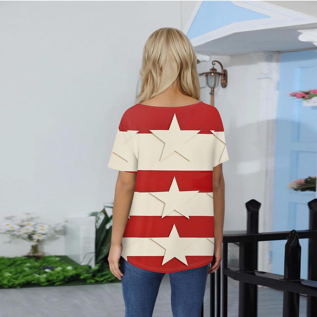 Women's T Shirt Tee Print Button Short Sleeve Daily Weekend Fashion Basic V- Neck Regular Top