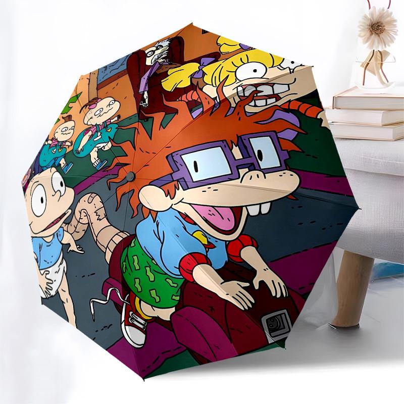 Rugrats Cartoon Automatic Opening and Closing, 8 Rib Structure Portable Umbrella, Suitable for Men and Women In All Seasons  Perfect Gift Fo