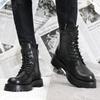 2025 Increase 6cm Heel Ankle Boots Women Autumn Double Zipper Women's Ankle Boots Platform Thick Heel Motorcycle Boots Women