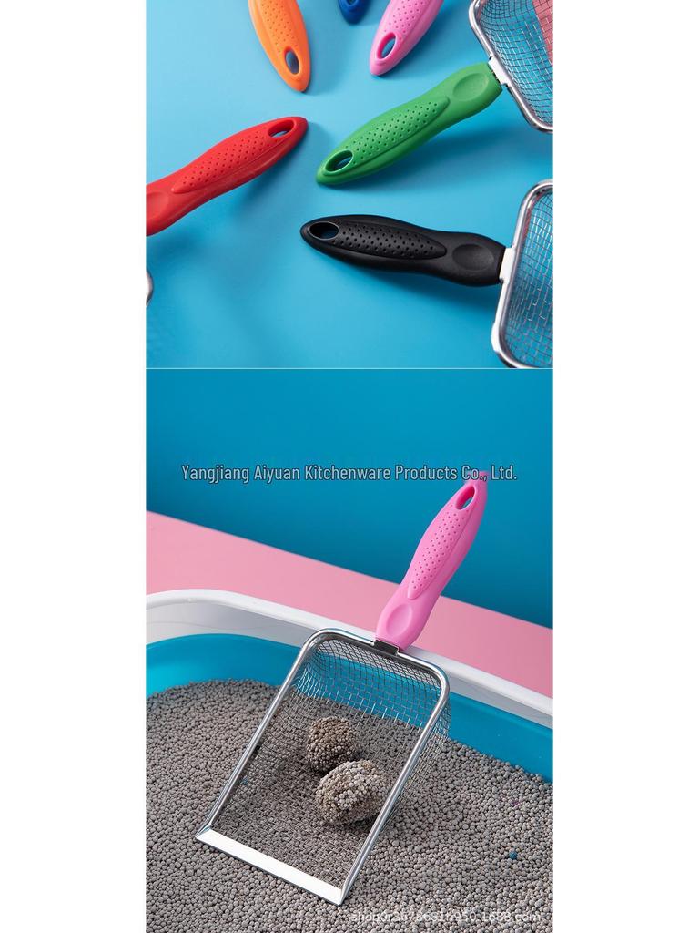 Stainless Steel Cat Litter Scoop with 10 Mesh, Reptile Sand Scoop, Beach Shovel, Reed/Chicken Shovel