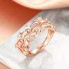 Rose Gold Waterdrop Pattern Ring For Women Aesthetic Bridal Wedding Jewelry Creative Design Female Party Accessory