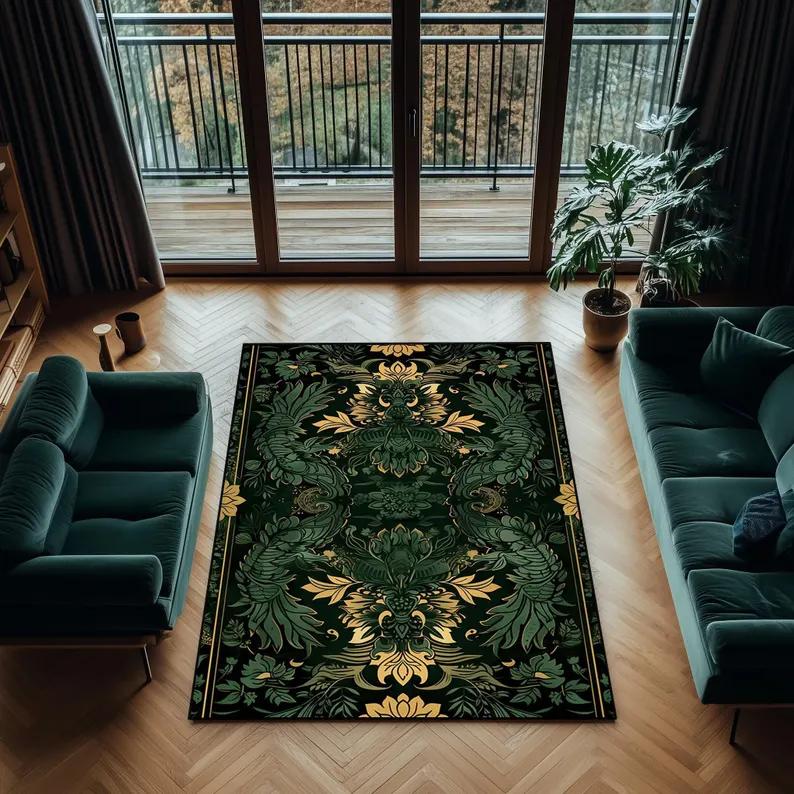 Tapis Tapis de Sol Style Européen Vintage Décoration de Maison Motif Floral Rétro Classique Tapis de Sol pour Zone au Sol Salon Chambre à Coucher Décoration de Maison 80x120cm gray