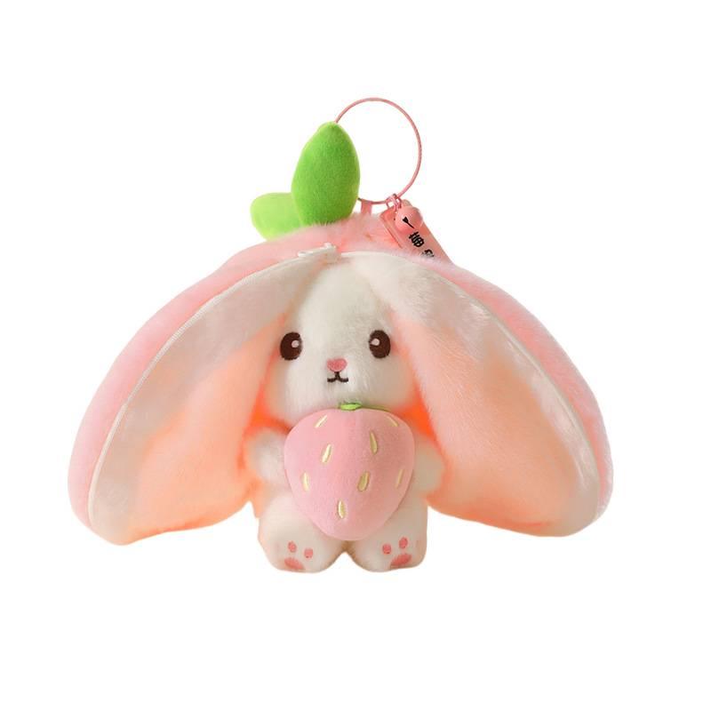 Little Rabbit Plush Keychain: Cute Fruit Pendant Toy for Women