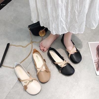 Damen Sommer-Schuhwerk Kawaii Schuhe für Frau 2024 Ballerinas Runde Zehen Elegant Kleid Mokassins Weiß Niedlich Flach im Angebot Frühling