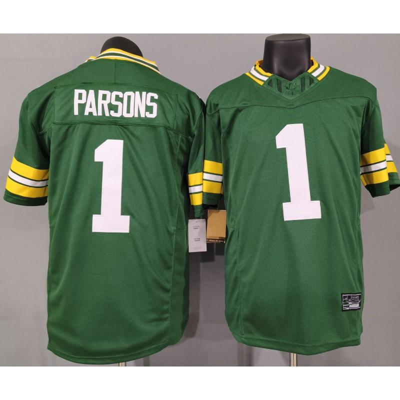 Green Bay Packers 1 Parsons Embroidered Fan Jersey Unisex NFL Football Uniform Style Rugby Shirt
