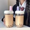 Portable High-Value Milk Tea Plastic Tumbler with Straw for Men and Women, Suitable for Outdoor and Home Use