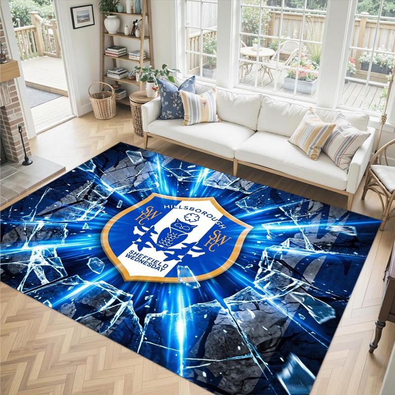 Sheffield Wednesday Calcio Design Velluto di Cristallo Tappeto Accogliente Non?Tappeto Stampato Antiscivolo per Camera da Letto Soggiorno Ingresso