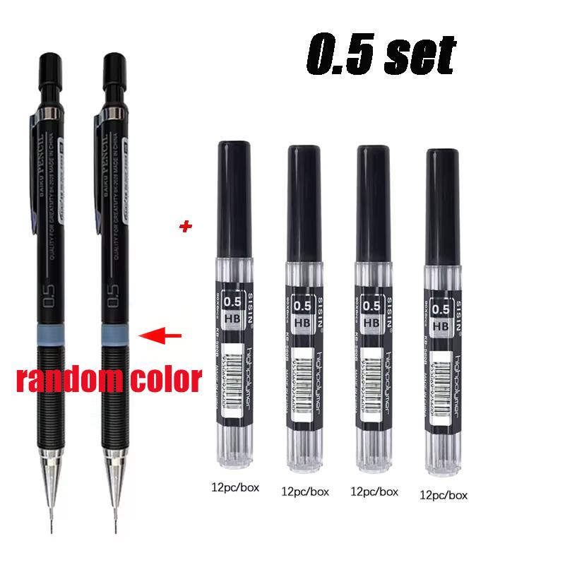 Mechanical Pencil with Refill Set 0.3/0.5/0.7/0.9mm Automatic Pencil Replaceable Leads Office School Writing Stationery Supply