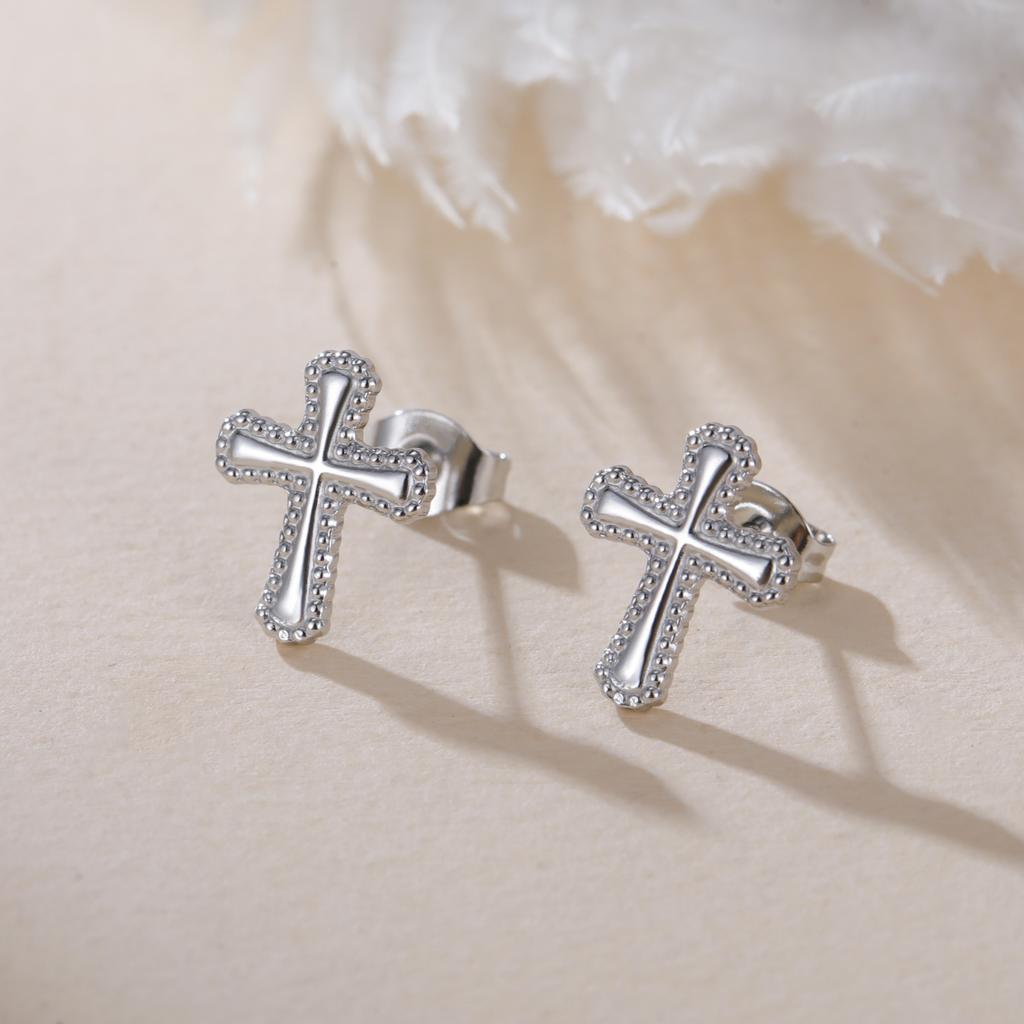 Teamer Cross Stud Earrings For Men Women Stainless Steel Gold Color Minimalist Jewelry Ear Accessories Birthday Gift 2026 New