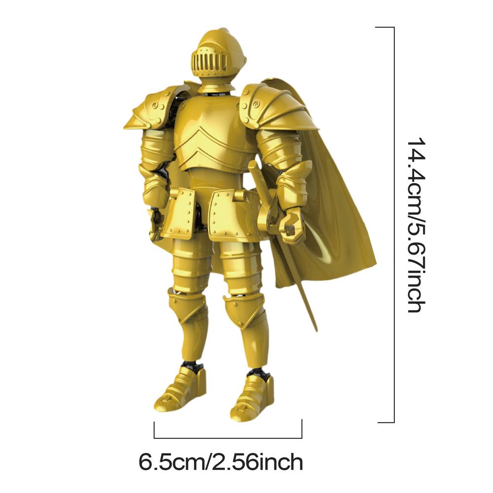 Knight Action Figures 3D Printed Movable Shapeshift Robot Toy Medieval Knight Collectible Figurine Multi-Jointed Action Figure