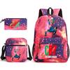 Mochila escolar de gran capacidad con correa para el hombro; set de tres piezas para estuche de lápices de estudiante