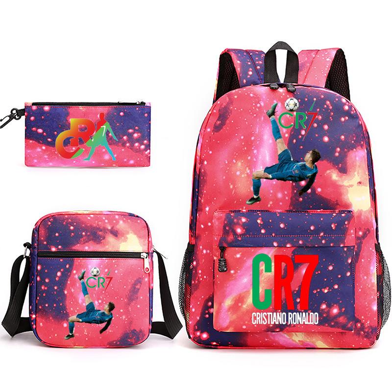 Mochila escolar de gran capacidad con correa para el hombro; set de tres piezas para estuche de lápices de estudiante