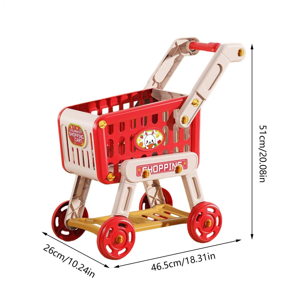 Grocery Cart for Kids Pretend Play Shopping Cart Playset Kitchen Toys Fake Food for Toddler Preschool Learning Activities Boys