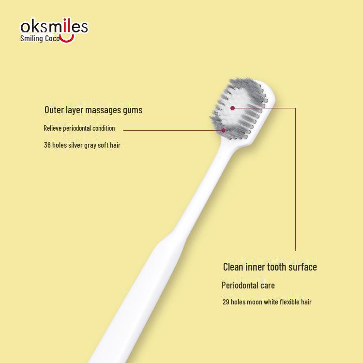 Oksmiles SF1309 Japanese-Style Soft Bristle Toothbrush for Adults – Universal Wide Head, Dense Cotton Clean.