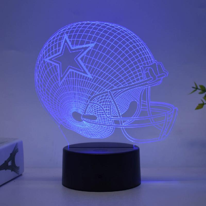 

Rugby Cap Pattern 3d Led Night Light With Touch Control For Home Decor Gift