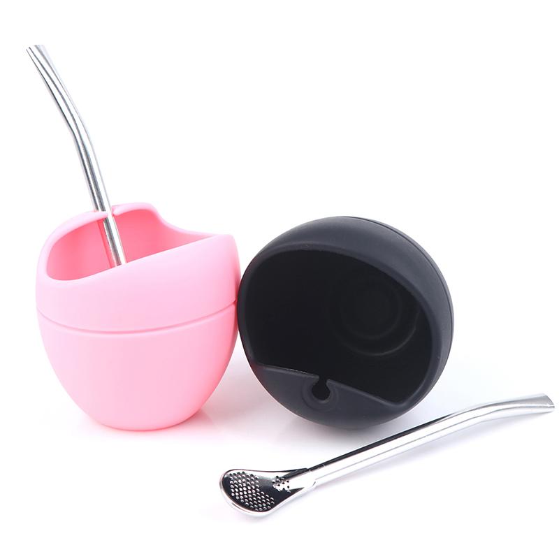 5Oz Silicone Bombillas Yerba Mate Cup Set Tea Cup With Yerba Bombilla Straw