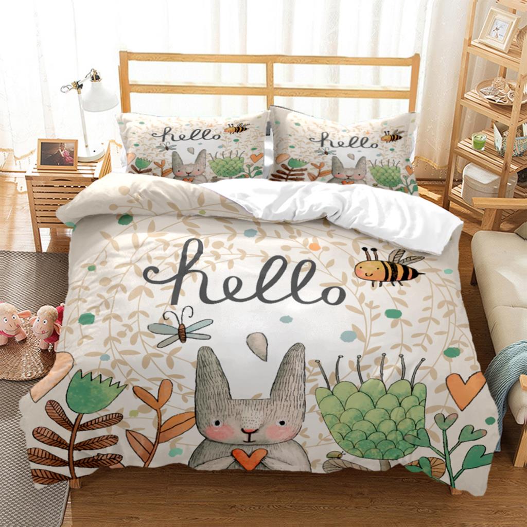 Bunny HD Bedding Set Teen King Bedding Set Children's Bed Down Duvet Cover Pillow Cover Bedding Set