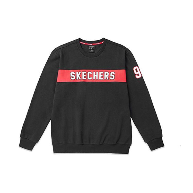 Skechers Letter Print Knitted Pullover Vintage American Sweatshirt Men sweatshirt Black L319M036-0018S M