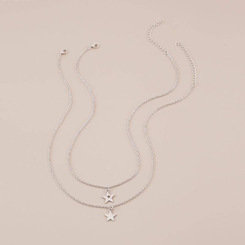 2/3 Pieces Retro Vintage Star Charm Necklace Birthday Gifts Friendship Chain Necklace with Message Card Jewelry Present