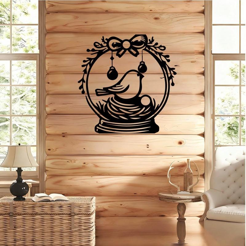 Powder Coated Iron Bird Wall Decor Sculpture for Living Room Christmas Gift