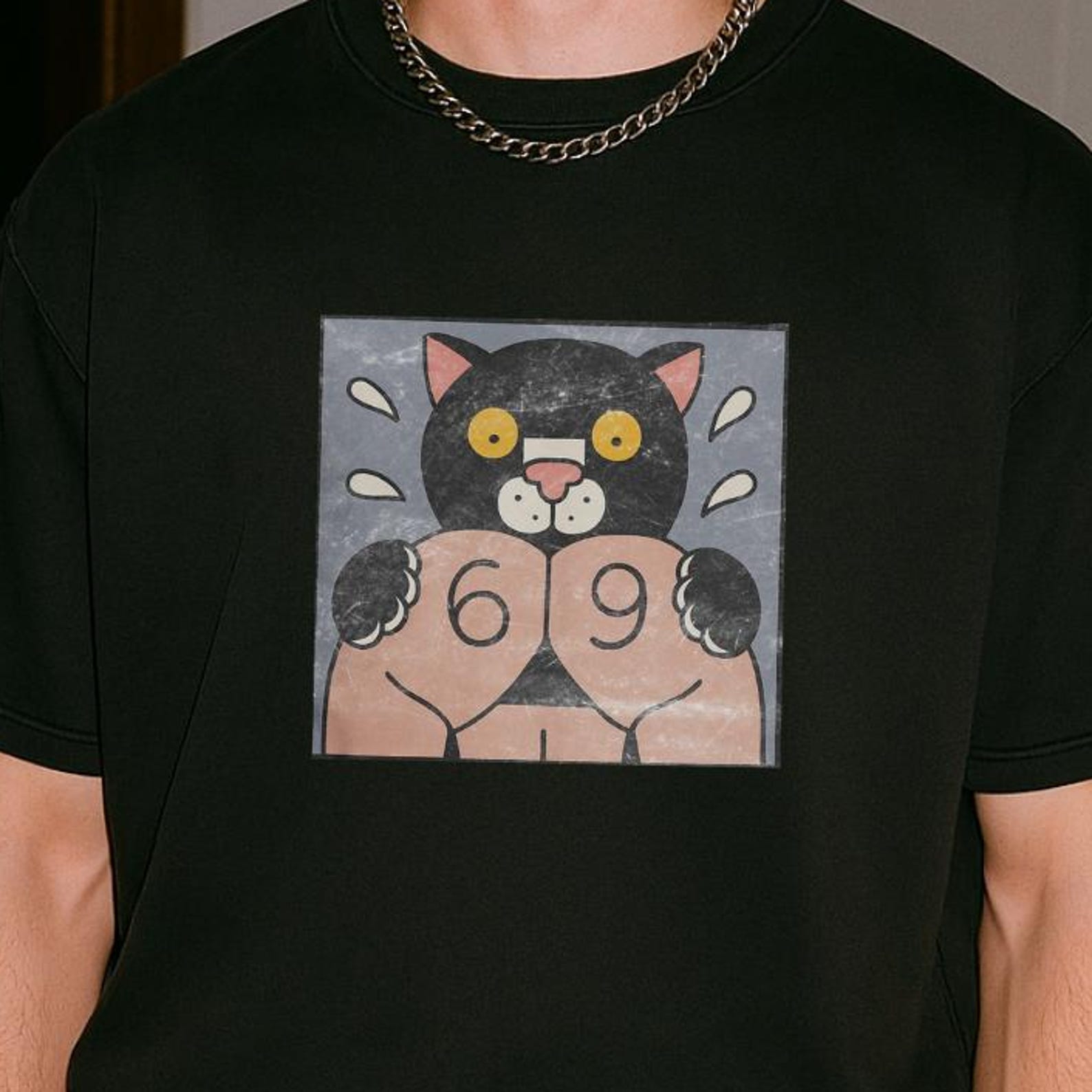 Funny Cat Graphic Tee, Meme T-Shirt XL