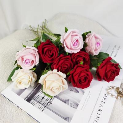 Rose Unique en Flanelle Cadeau Décoration de Maison Fleur Artificielle Rose Fausse Roses en Soie Uniques