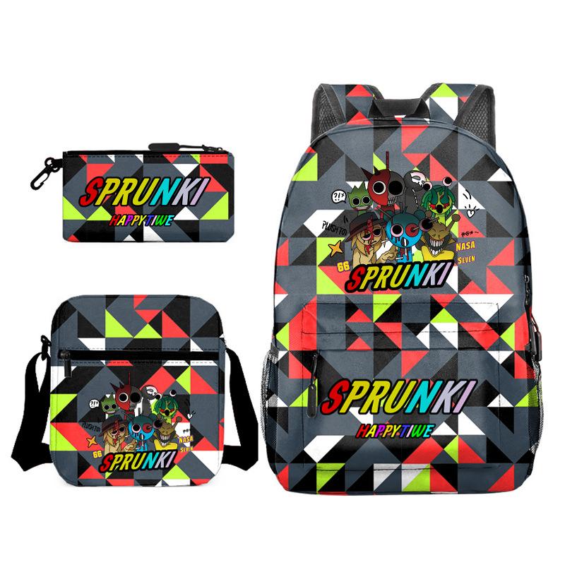 Boys Backpack Rhythm Box Treasure Children's School Bag Anime Satchel Pencil Bag Oxford Cloth Elementary School Student D